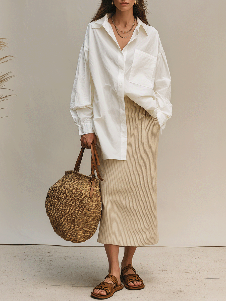 Uma | Bohemian White Shirt & Soft Ribbed