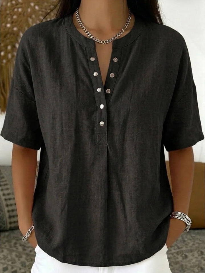 Ebony | Airy Linen Summer Blouse