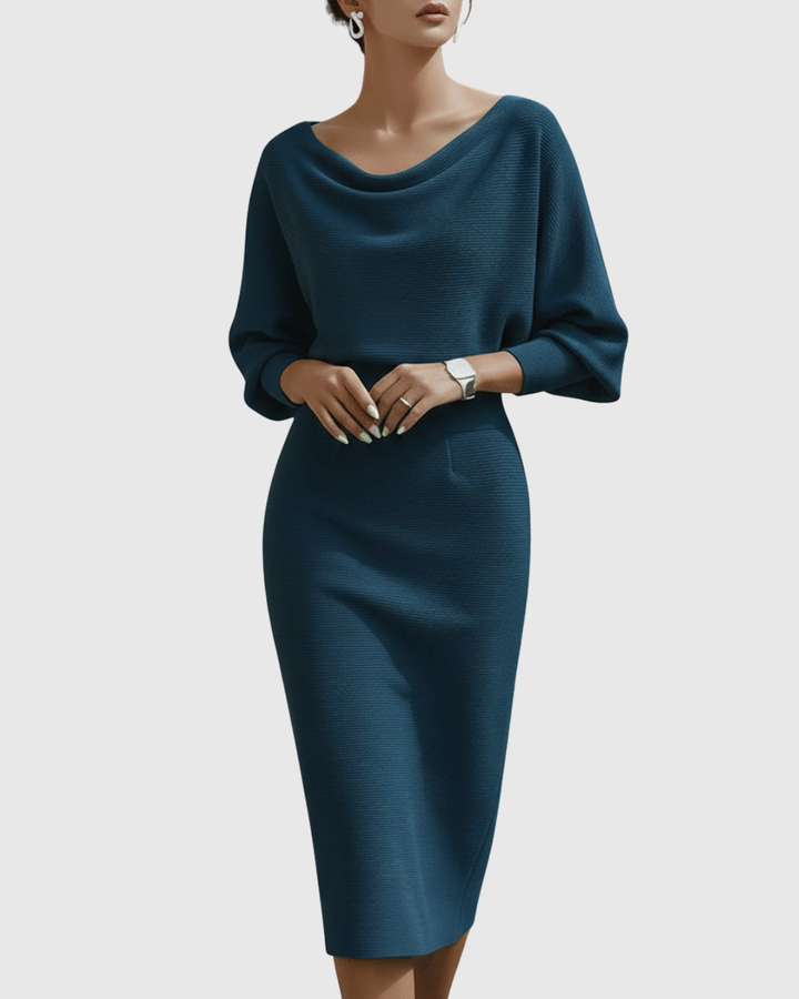 Esme | White Draped Batwing Midi Dress