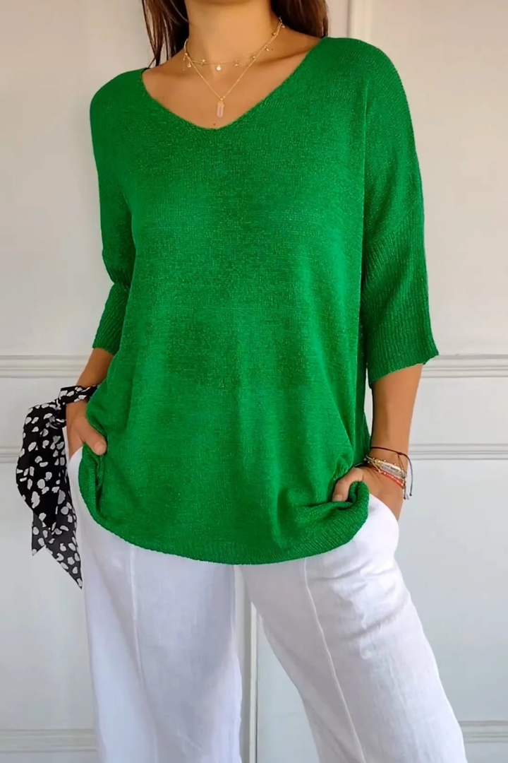 Allira | Soft V Neck Knit Top