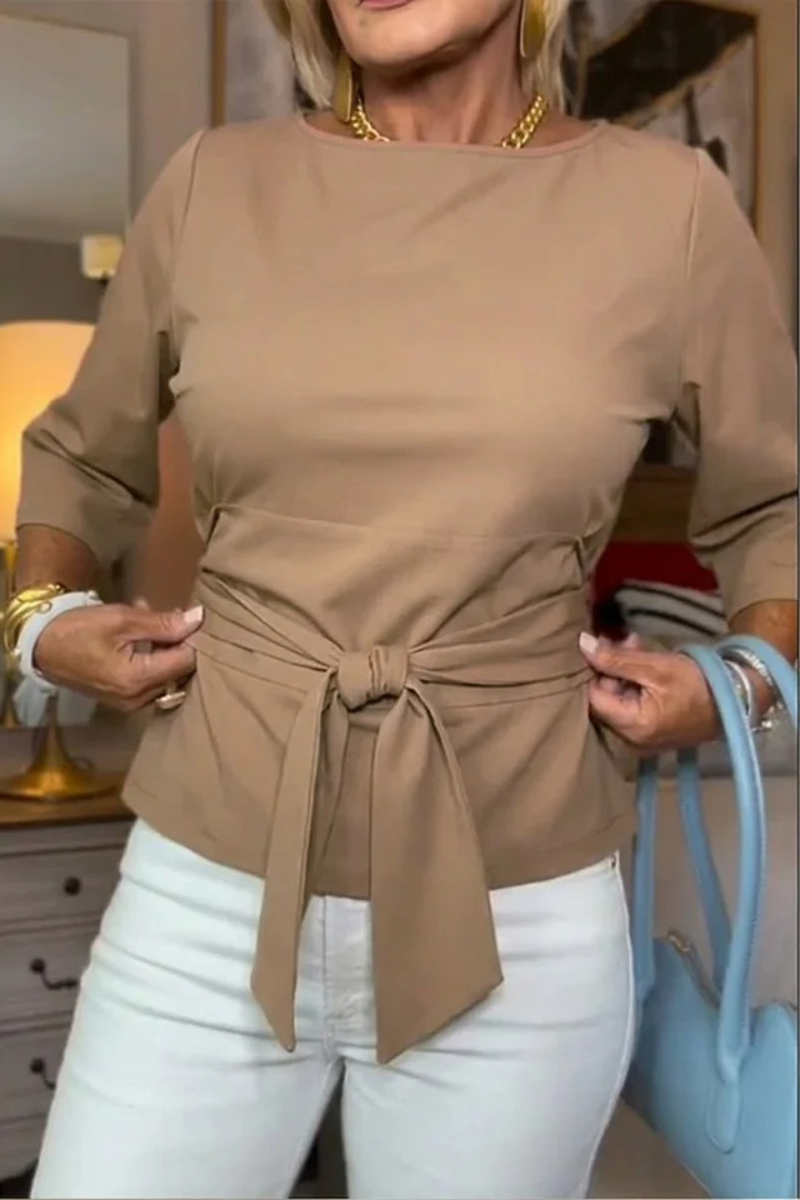 Lennox | Tie Waist Boat Neck Top