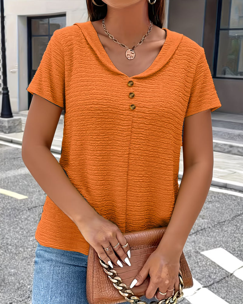 Barbara | Collar Tee with Buttons