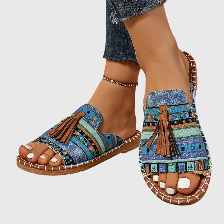 Nathalie | Boho Pompon Sandals
