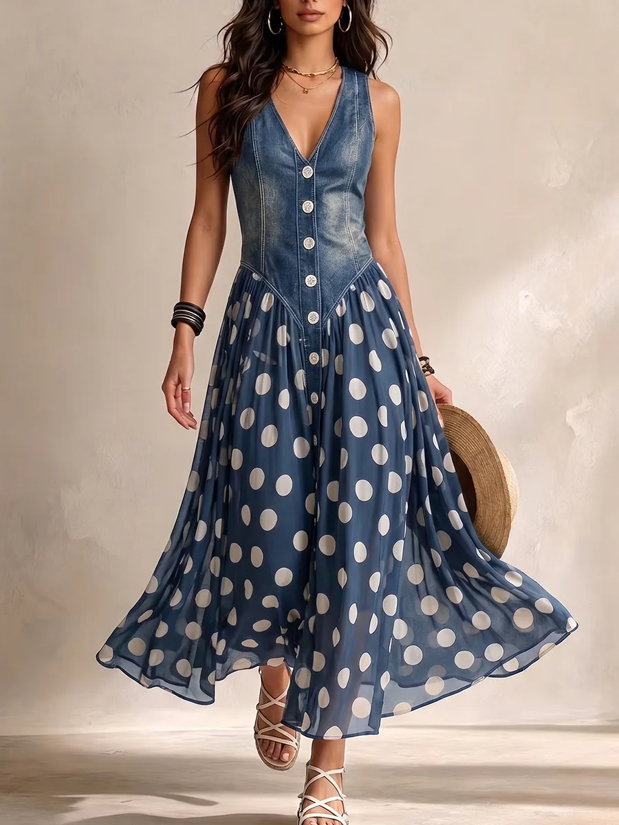 Bianca Polka Dot Chiffon Midi Dress