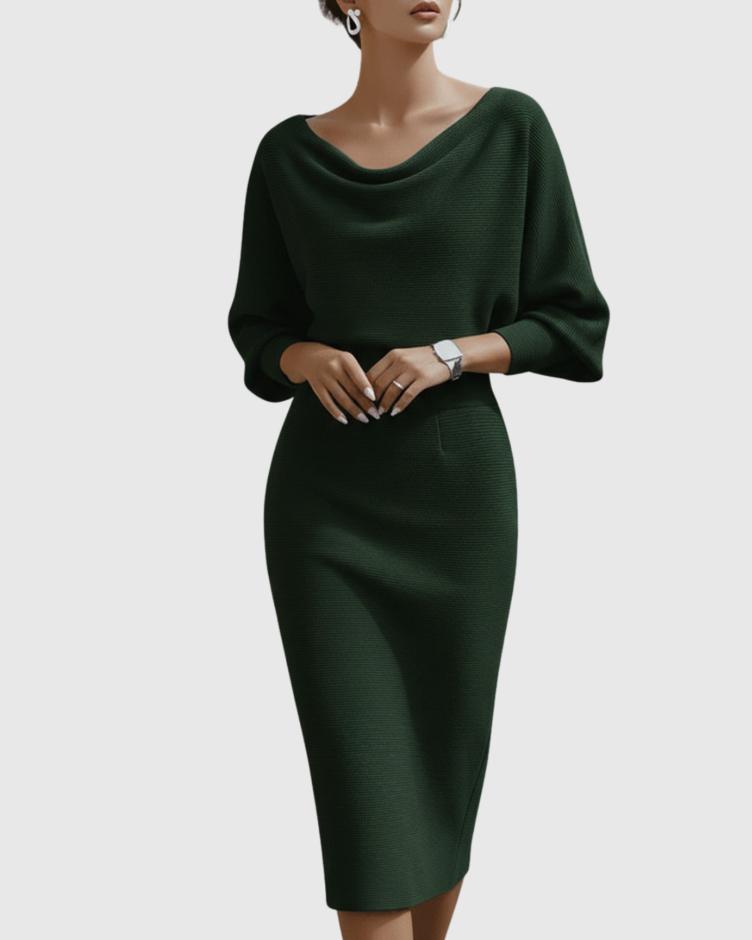 Esme | White Draped Batwing Midi Dress