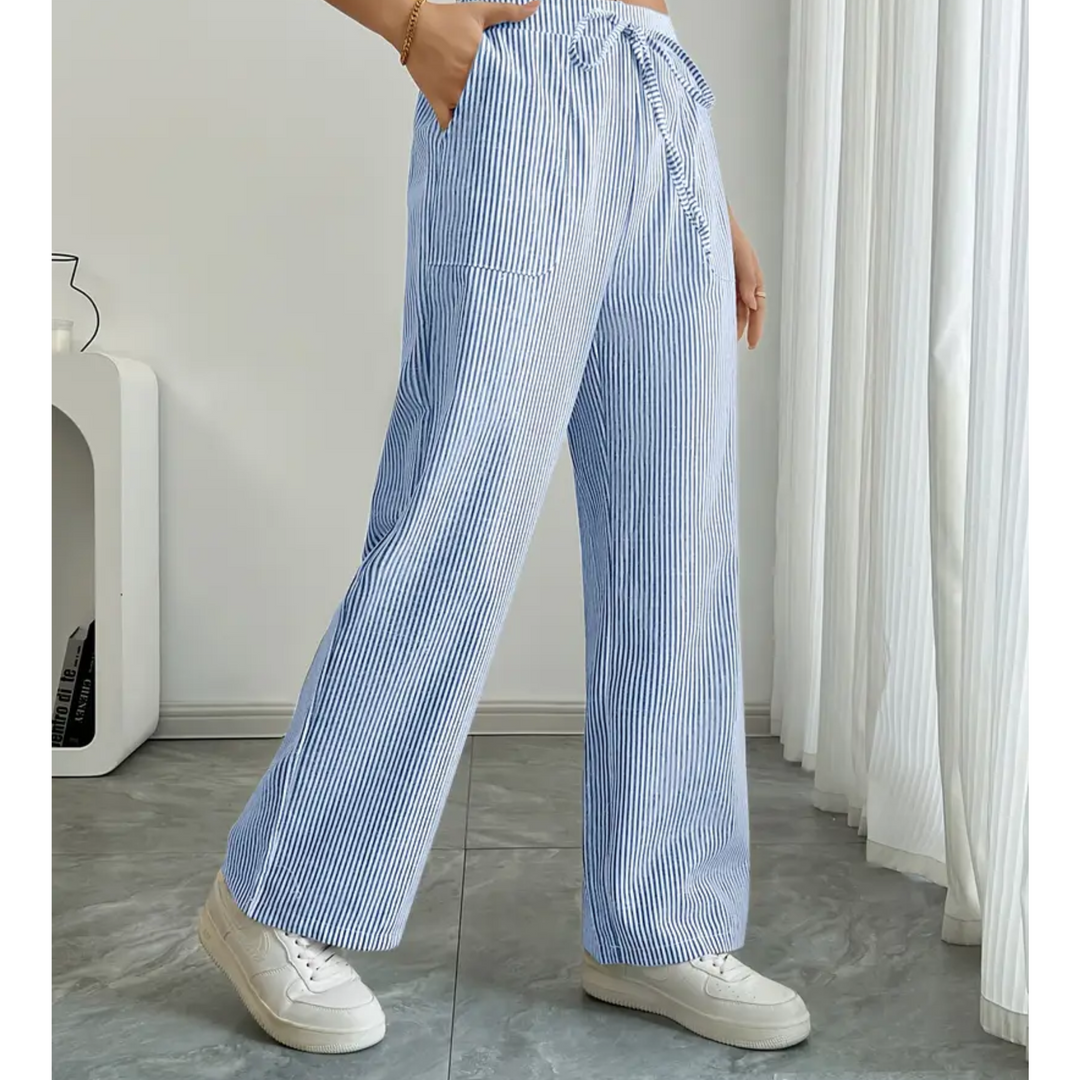 Sylvia | Striped Wide Leg Pants with Pockets