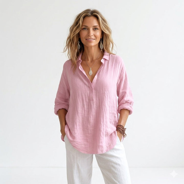 Nyla | Blush Relaxed Linen Shirt