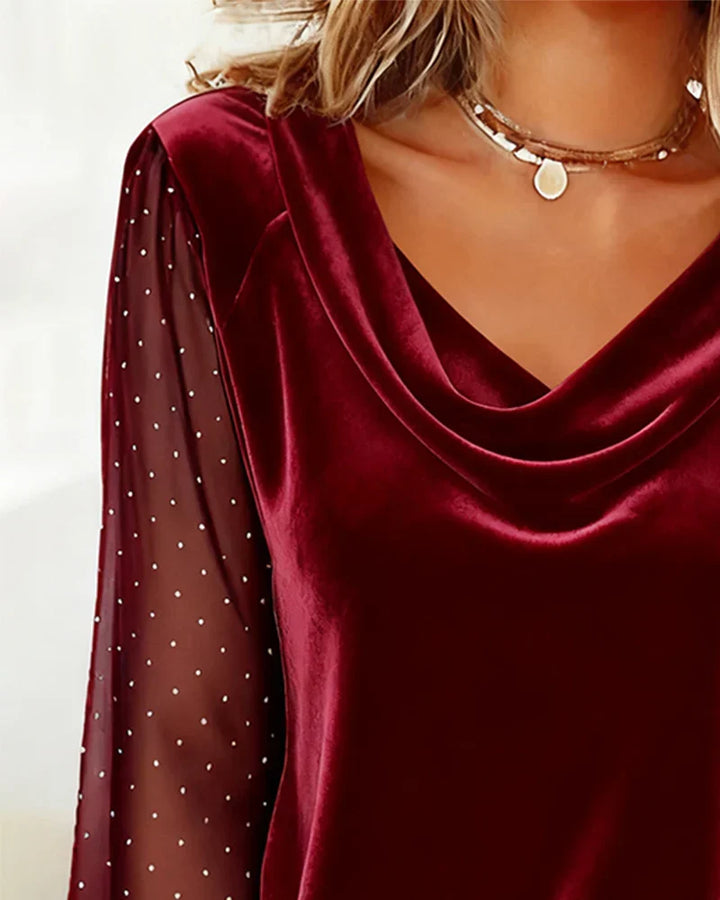 Emmerson | Draped Mesh Sleeve Evening Top