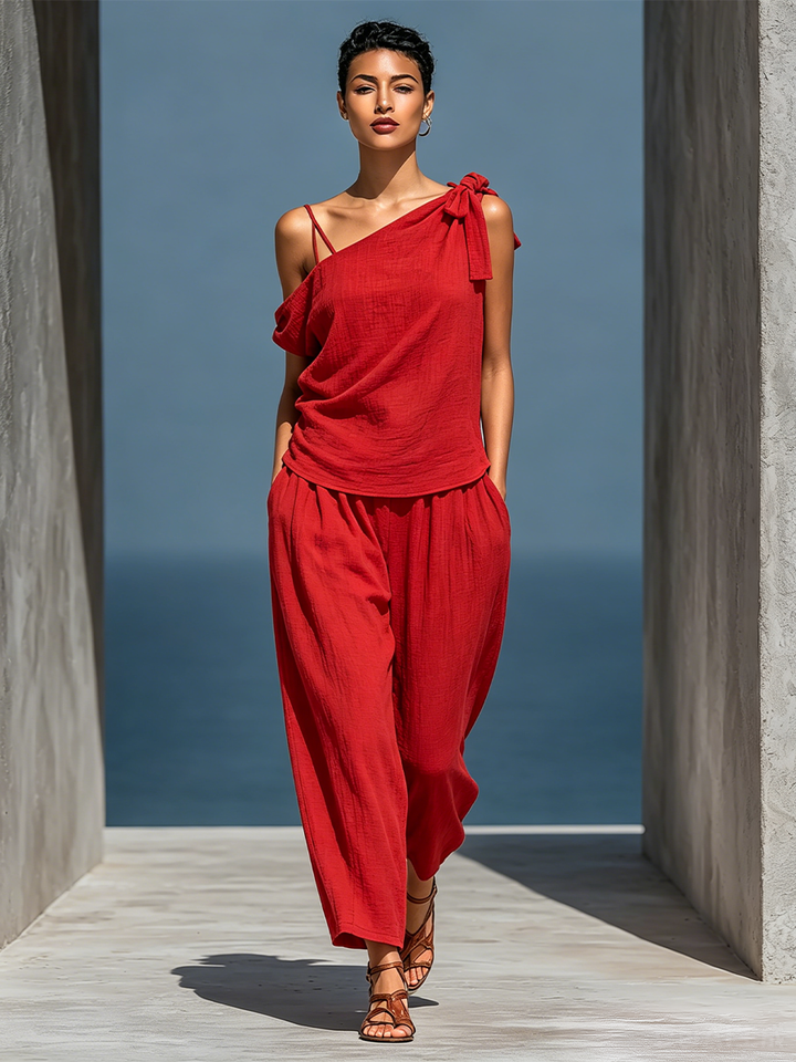 Iris | Red Linen Set