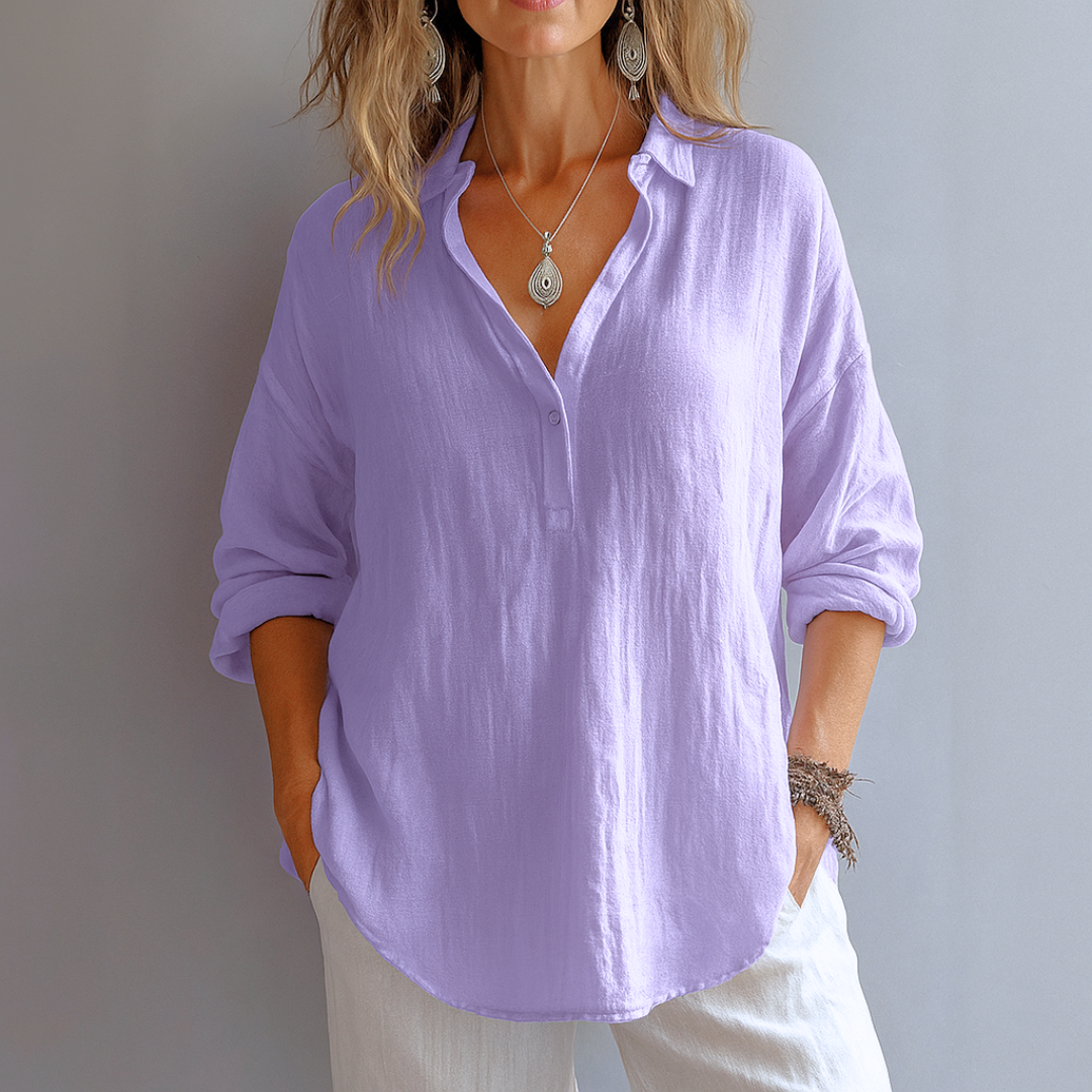 Nyla | Blush Relaxed Linen Shirt