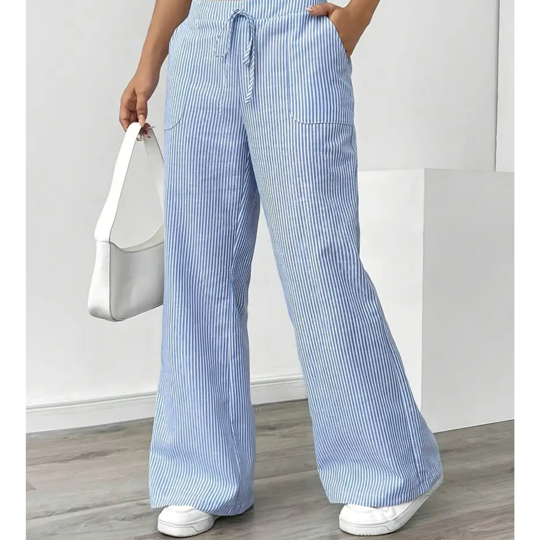 Sylvia | Striped Wide Leg Pants with Pockets