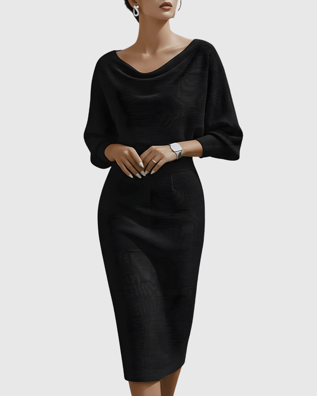 Esme | White Draped Batwing Midi Dress