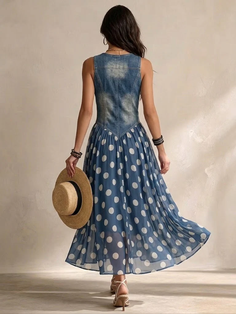 Bianca Polka Dot Chiffon Midi Dress