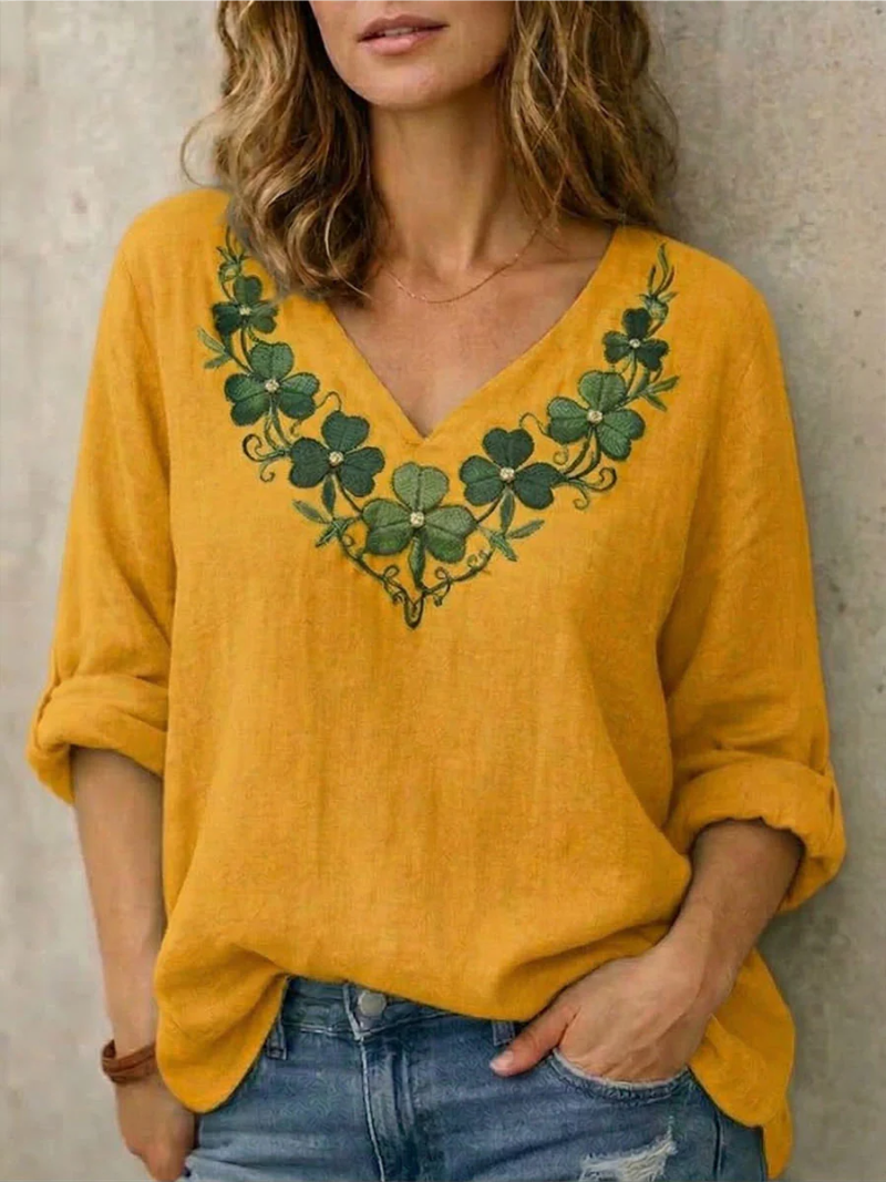 Willa | V-Neck Embroidered Blouse