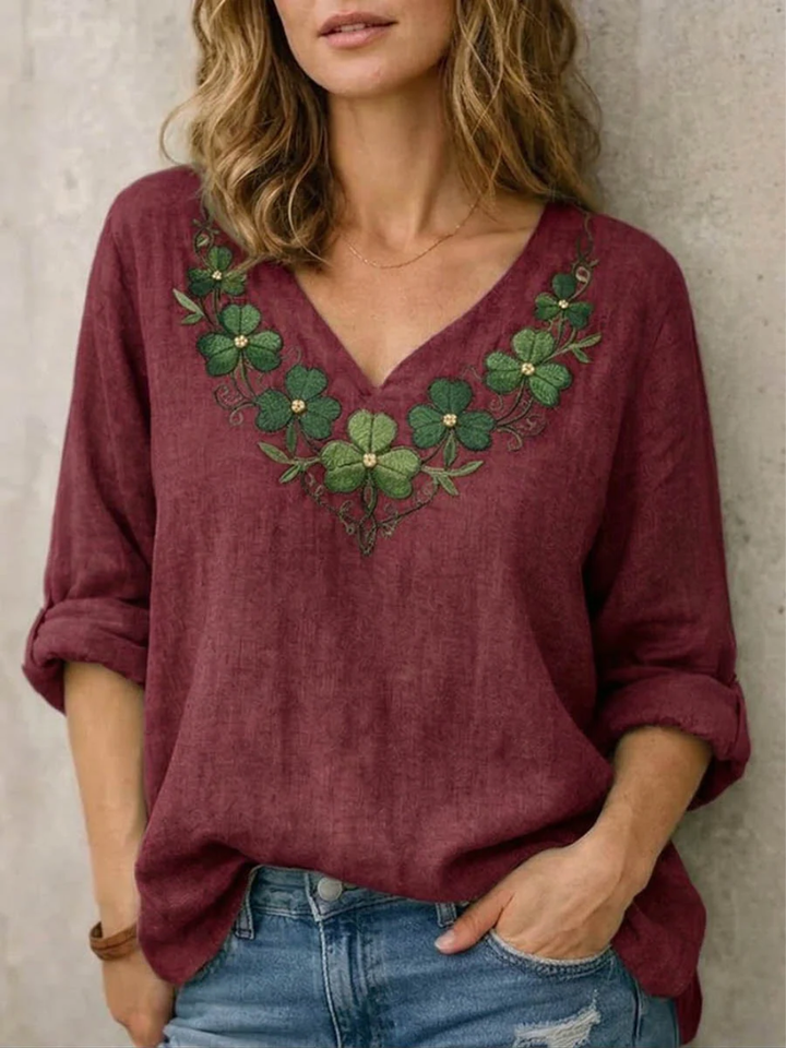 Willa | V-Neck Embroidered Blouse