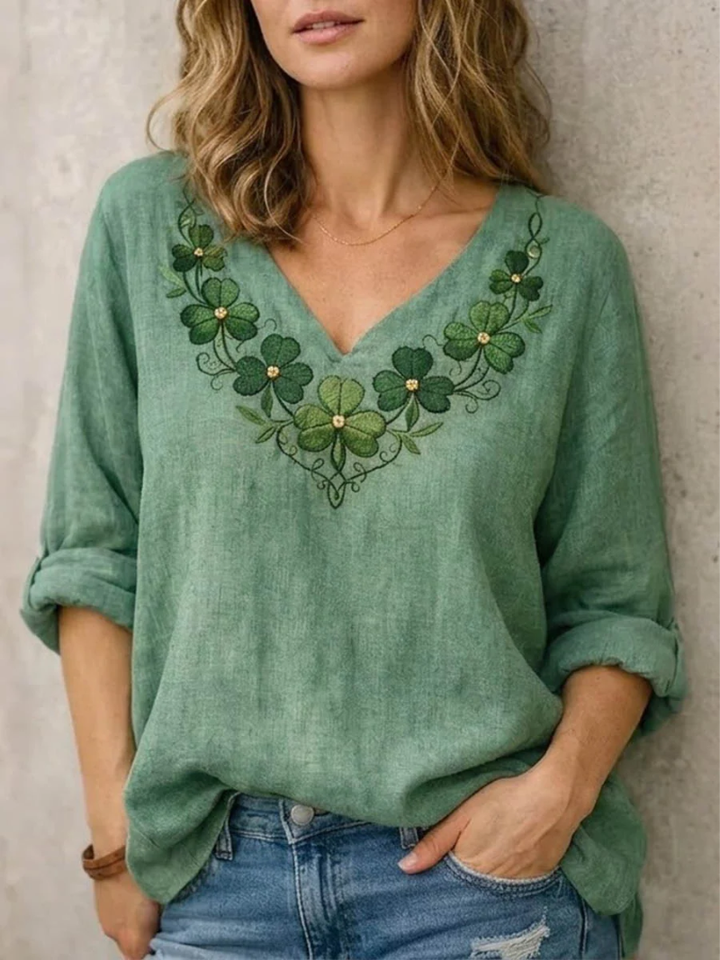 Willa | V-Neck Embroidered Blouse