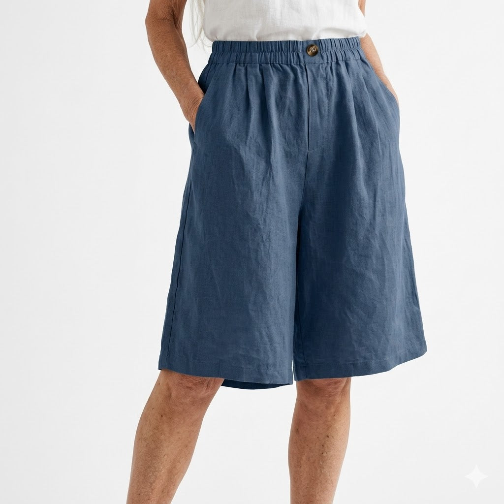 Amberley | Breezy Wide Leg Linen Shorts with Elastic Waist
