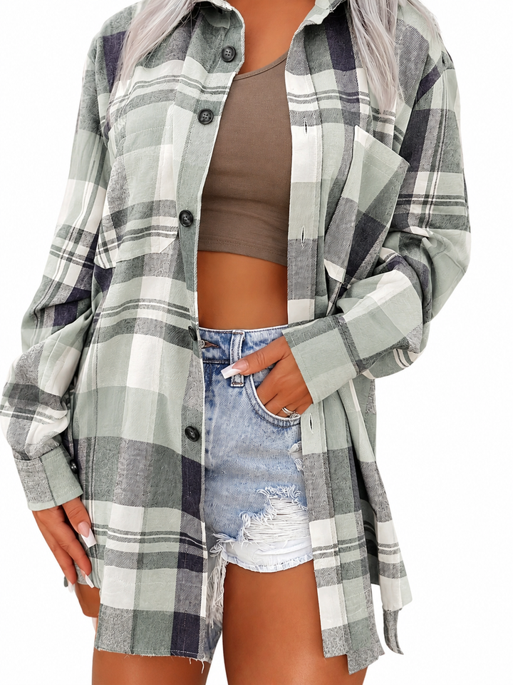Mandy gingham long sleeve summer shirt for women