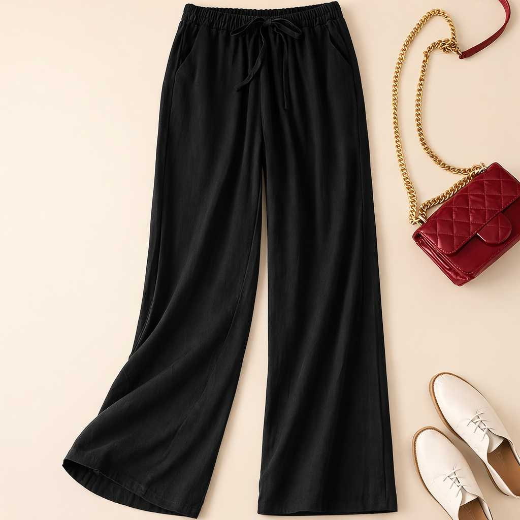 Therese | Easy Cropped Wide Leg Drawstring Pants