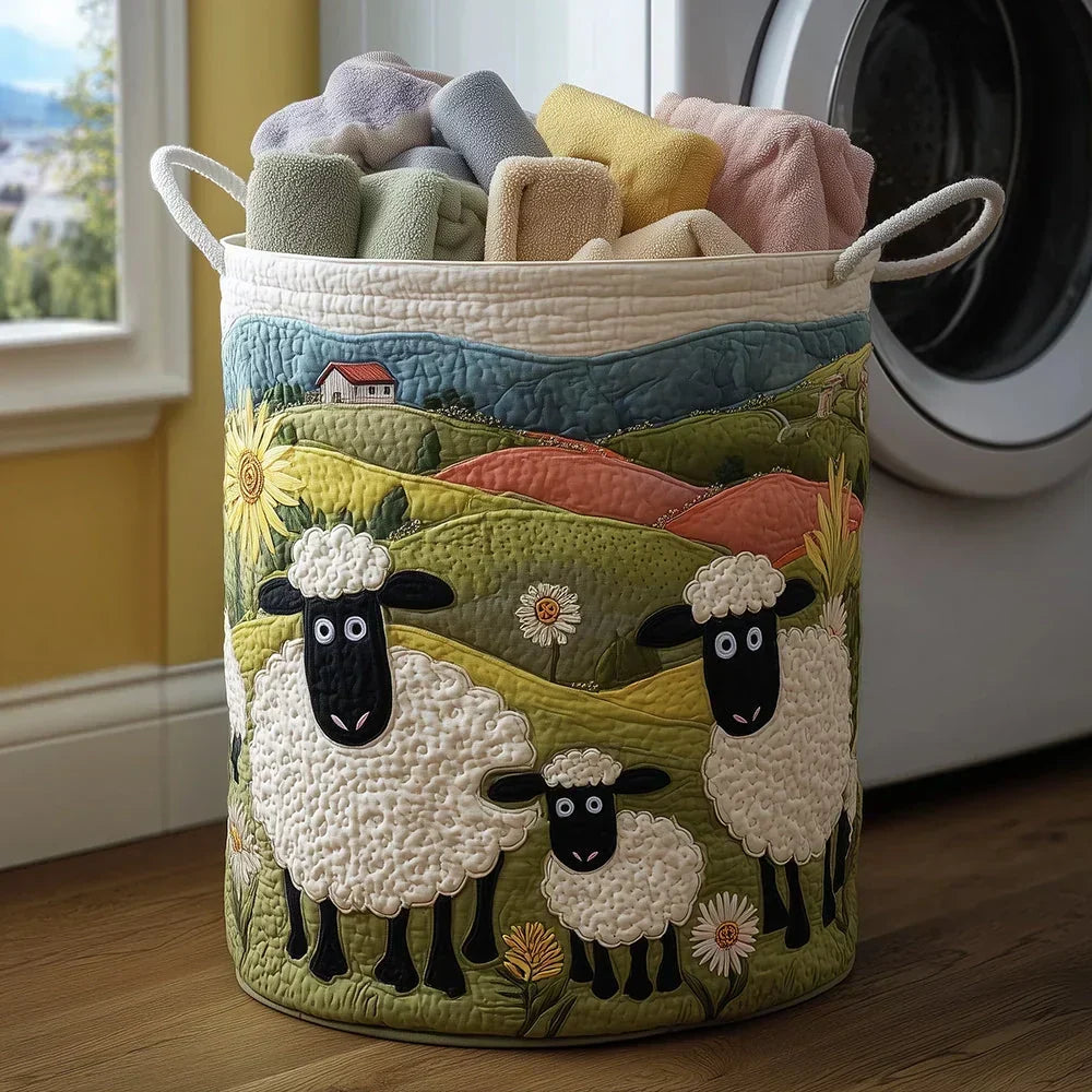 Hand-Quilted Sheep Basket