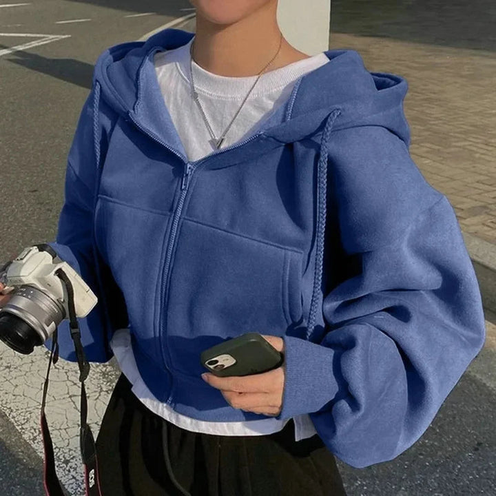 Cadence | Cropped Zip Up Hoodie