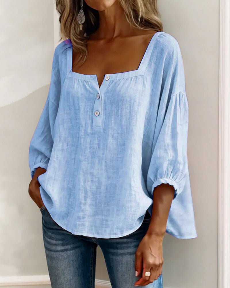 Uma | Square-Neck Puff-Sleeve Blouse