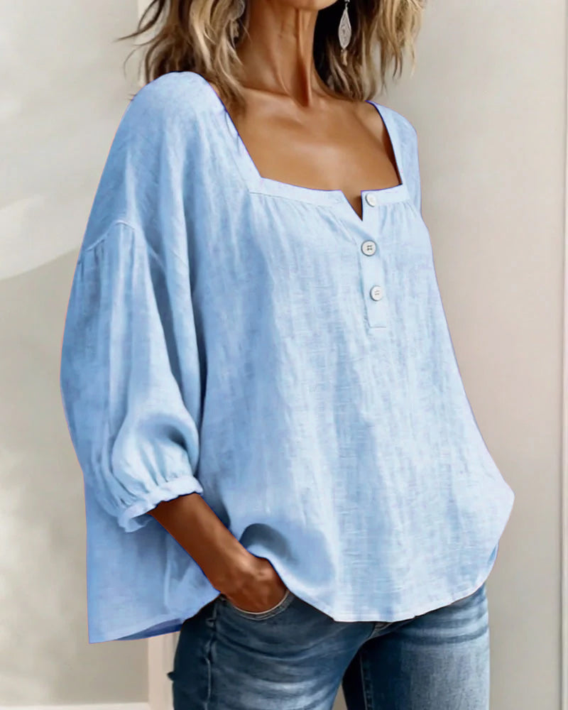 Uma | Square-Neck Puff-Sleeve Blouse
