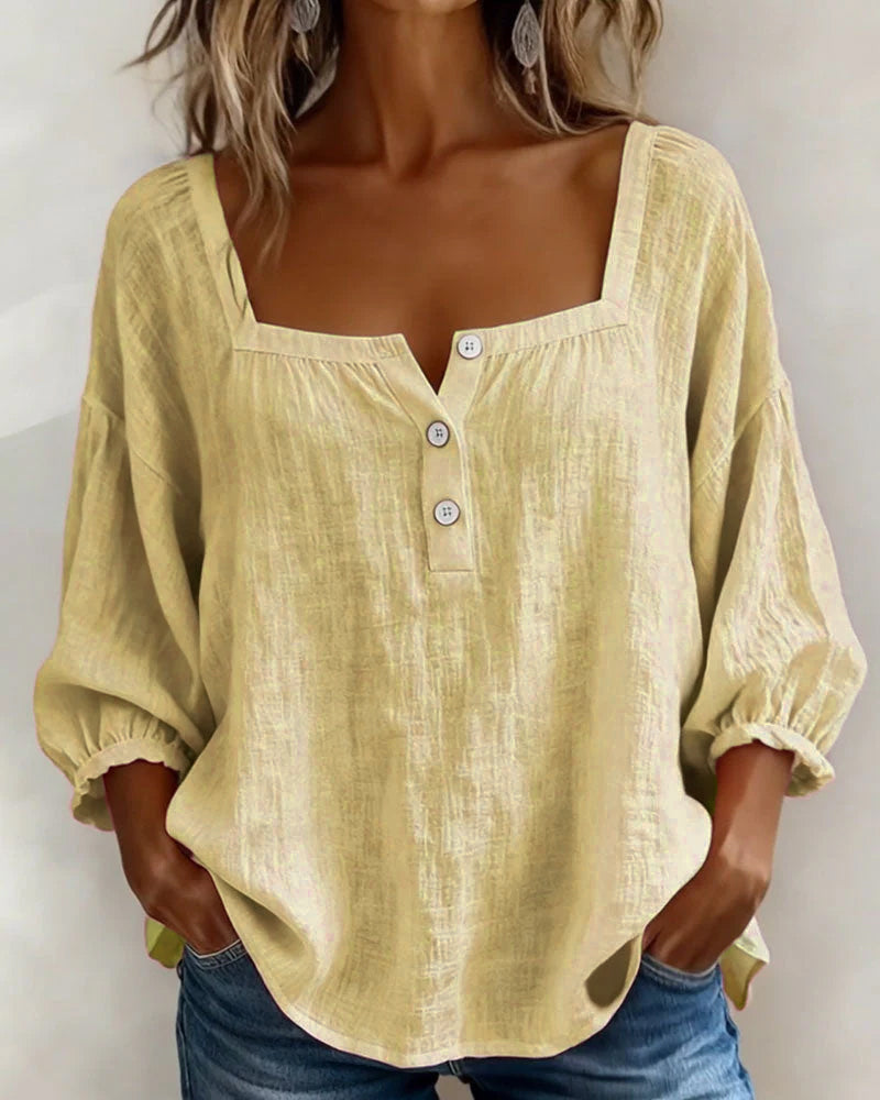 Uma | Square-Neck Puff-Sleeve Blouse