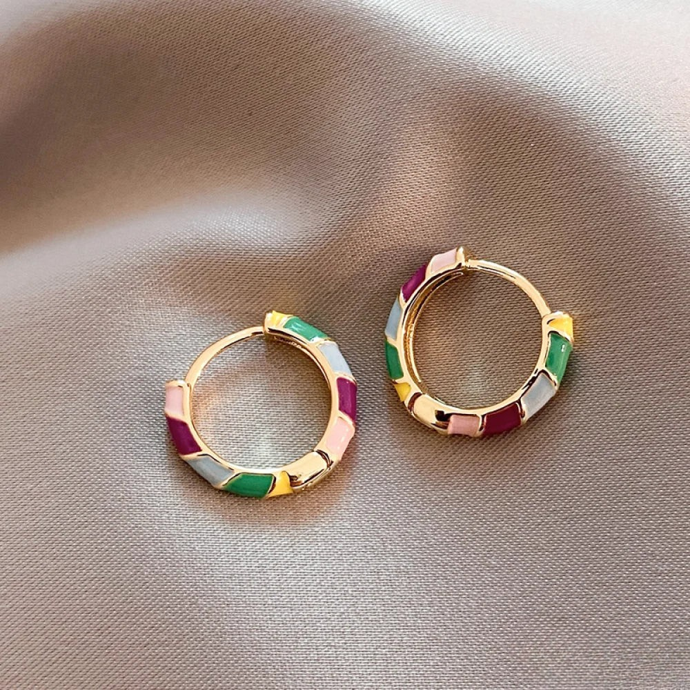 Fawn | Elegant Gold Earrings with Colourful Enamel