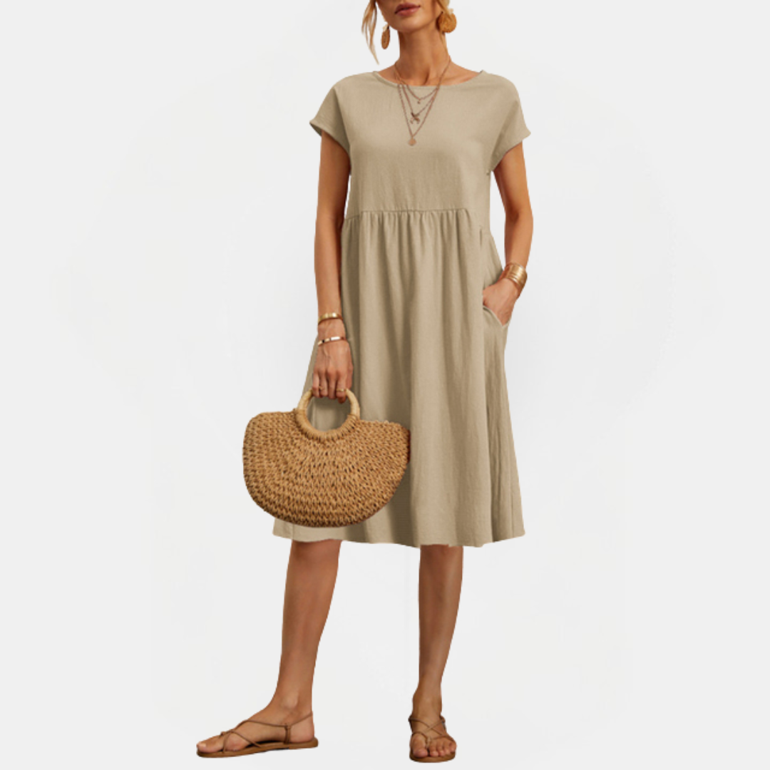 Francesca | Summer Midi Dress with Sleeves