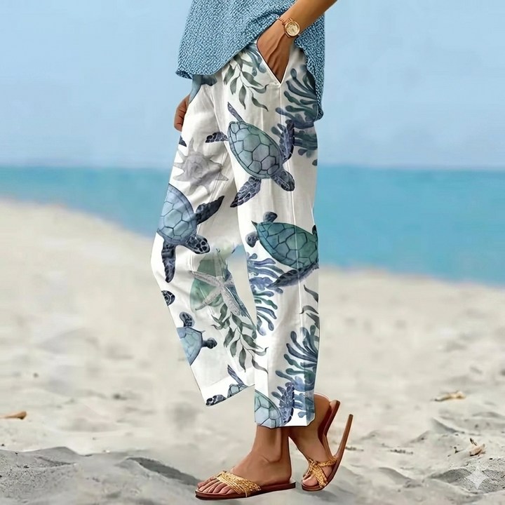 Aileen | Elastic Waist Printed Straight Leg Pants