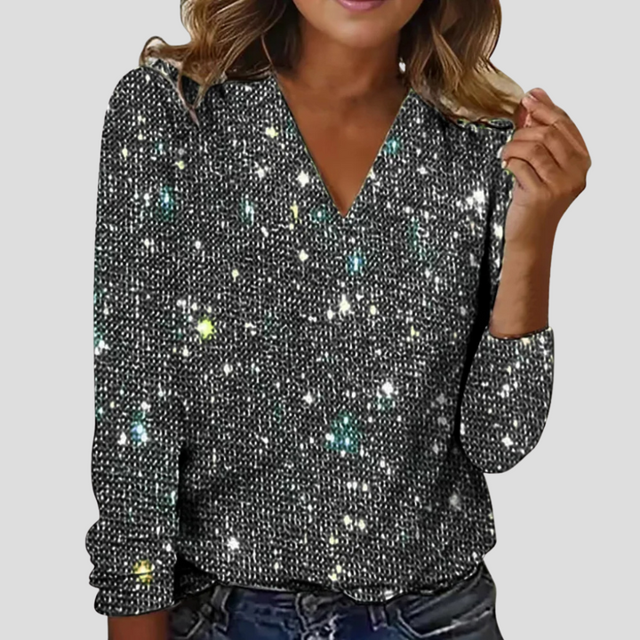 Rosa | Glitter V-Neck Party Blouse