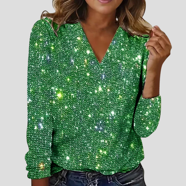Rosa | Glitter V-Neck Party Blouse