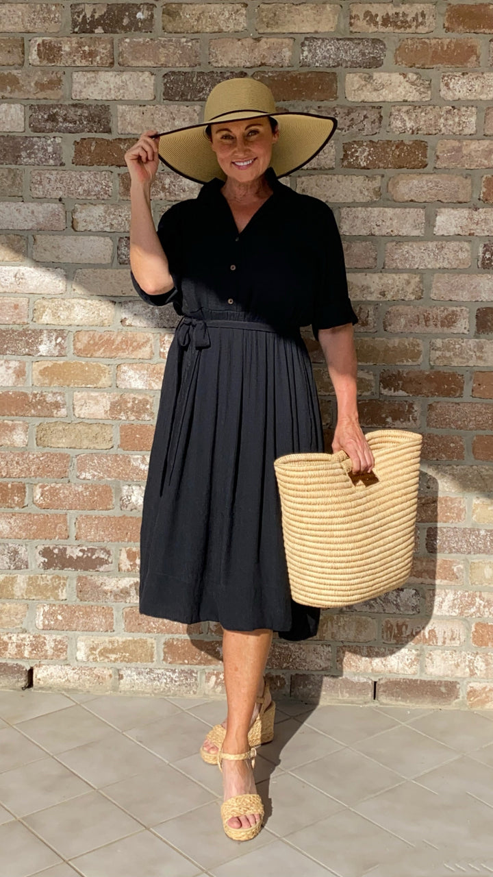Ruby | Classic Black Midi Dress