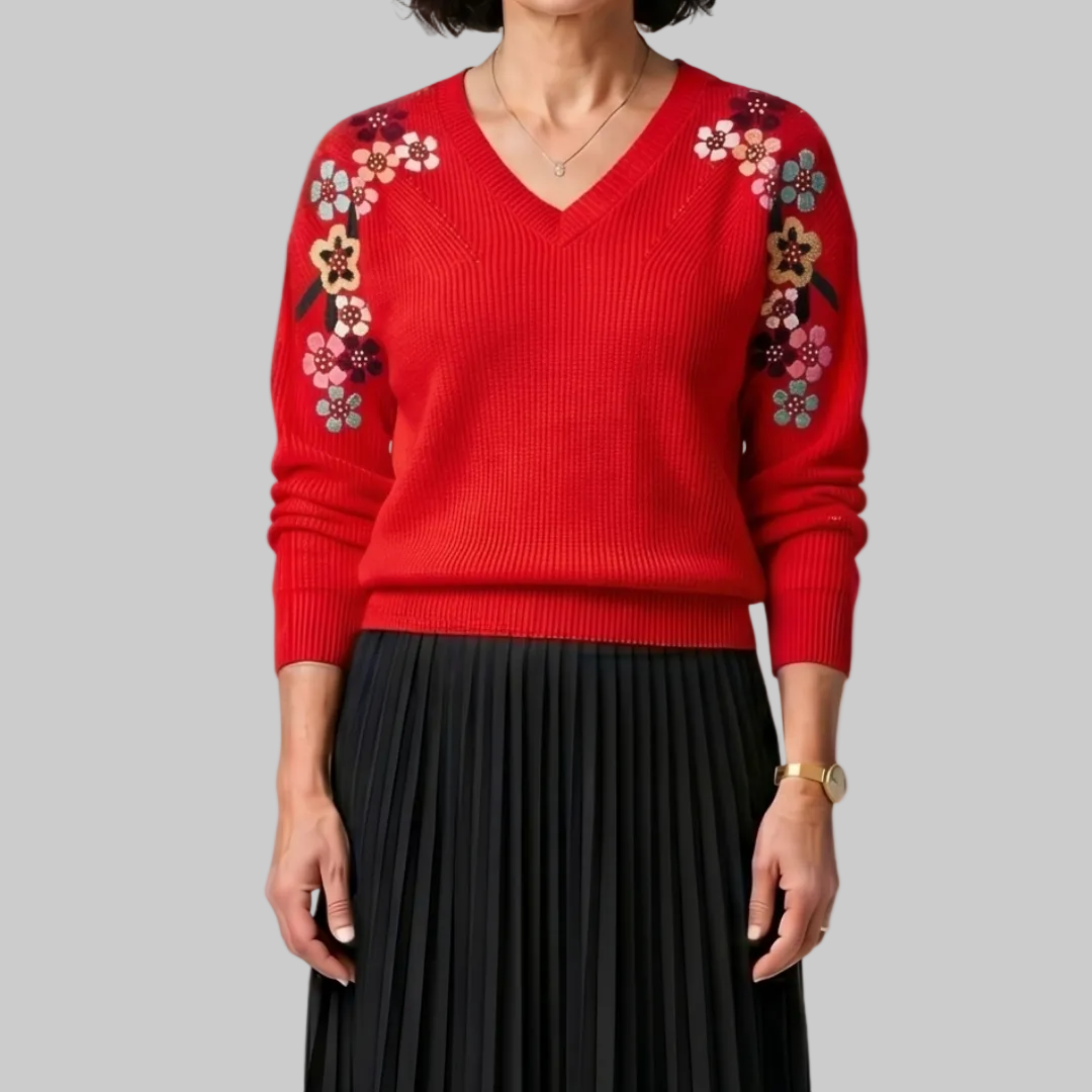 Fiorenza | Elegant Floral Knit Jumper