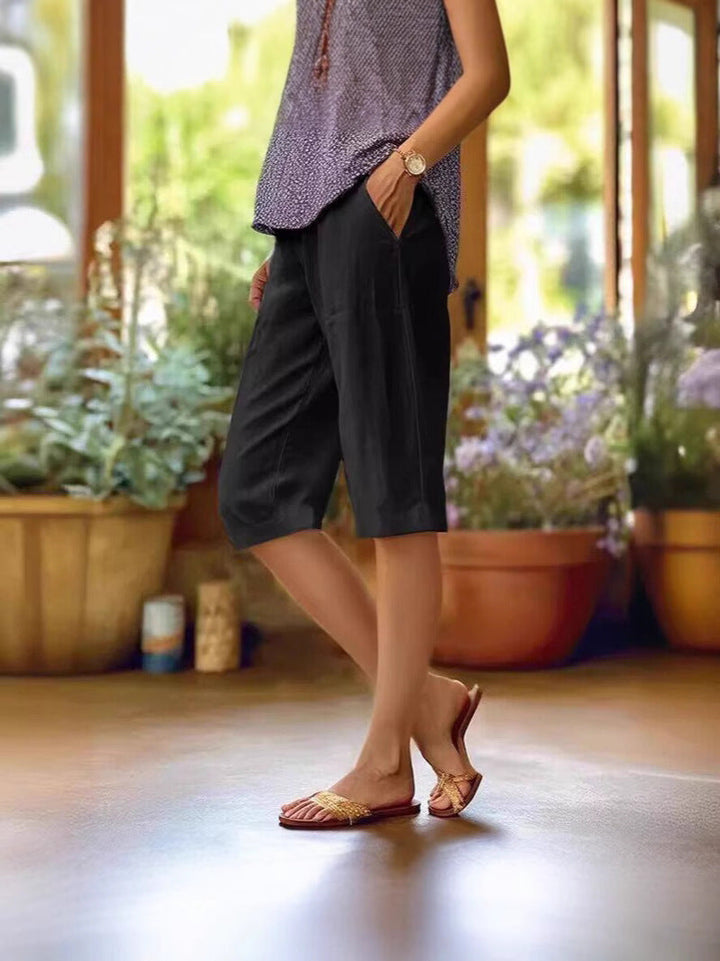 Eve | Light Knee Length Linen Shorts