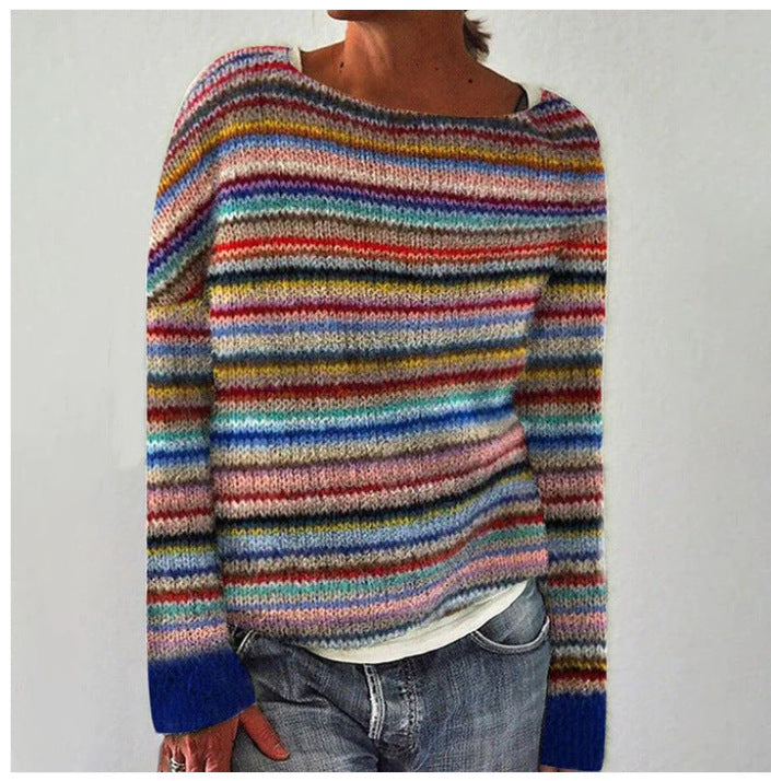 Zia | Rainbow Stripe Knit Jumper