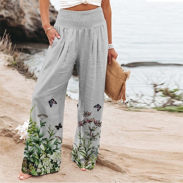 Clover | Garden Floral Wide Leg Summer Pants