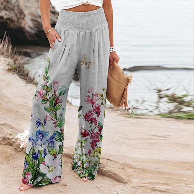 Clover | Garden Floral Wide Leg Summer Pants