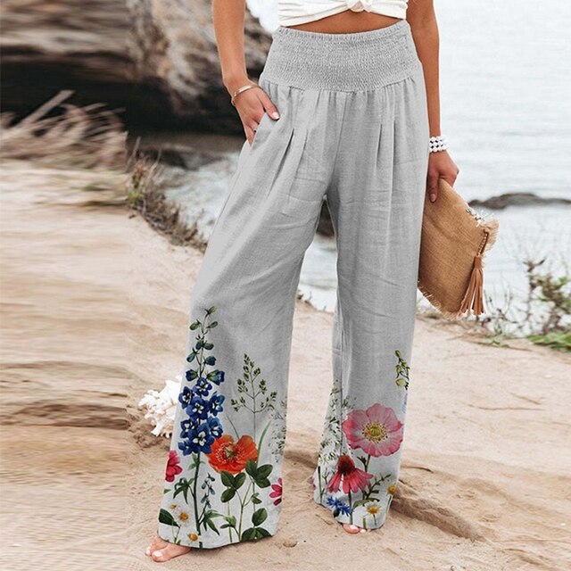 Clover | Garden Floral Wide Leg Summer Pants