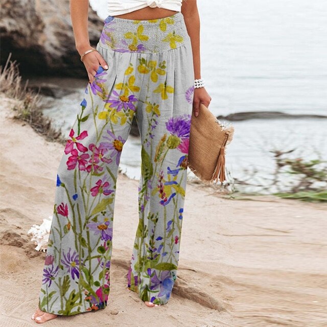 Clover | Garden Floral Wide Leg Summer Pants