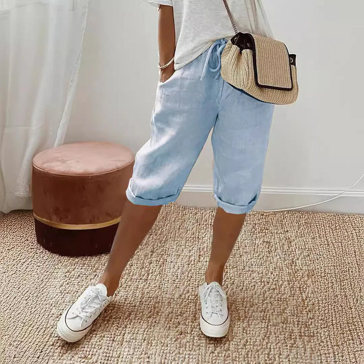 Wren | Linen Blend Sash-Tie Shorts