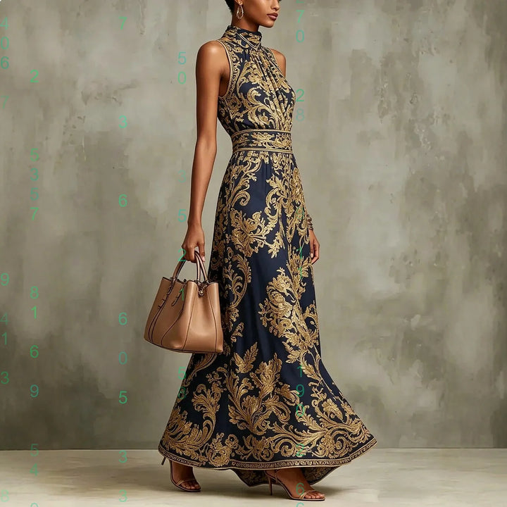 Seraphina | Gold Embroidered Evening Gown