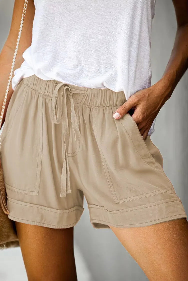 Lark | Lace-Up Wide-Leg Twill Shorts