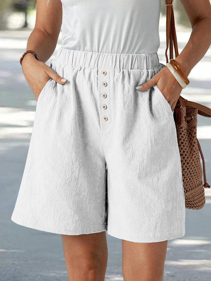 Marlowe | Buttoned Linen Shorts