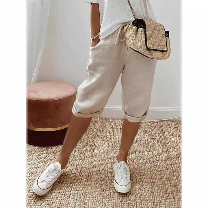 Wren | Linen Blend Sash-Tie Shorts