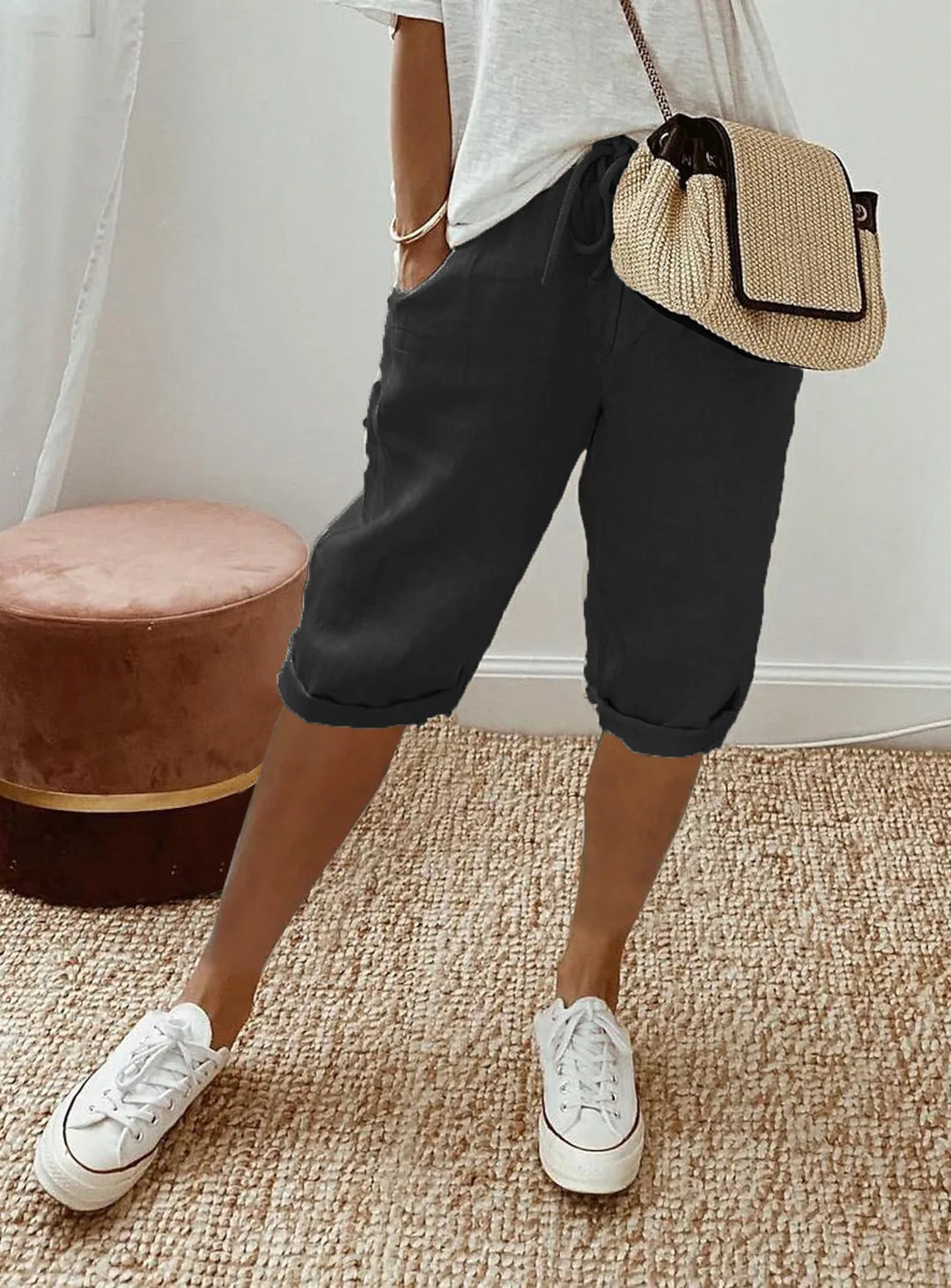 Wren | Linen Blend Sash-Tie Shorts