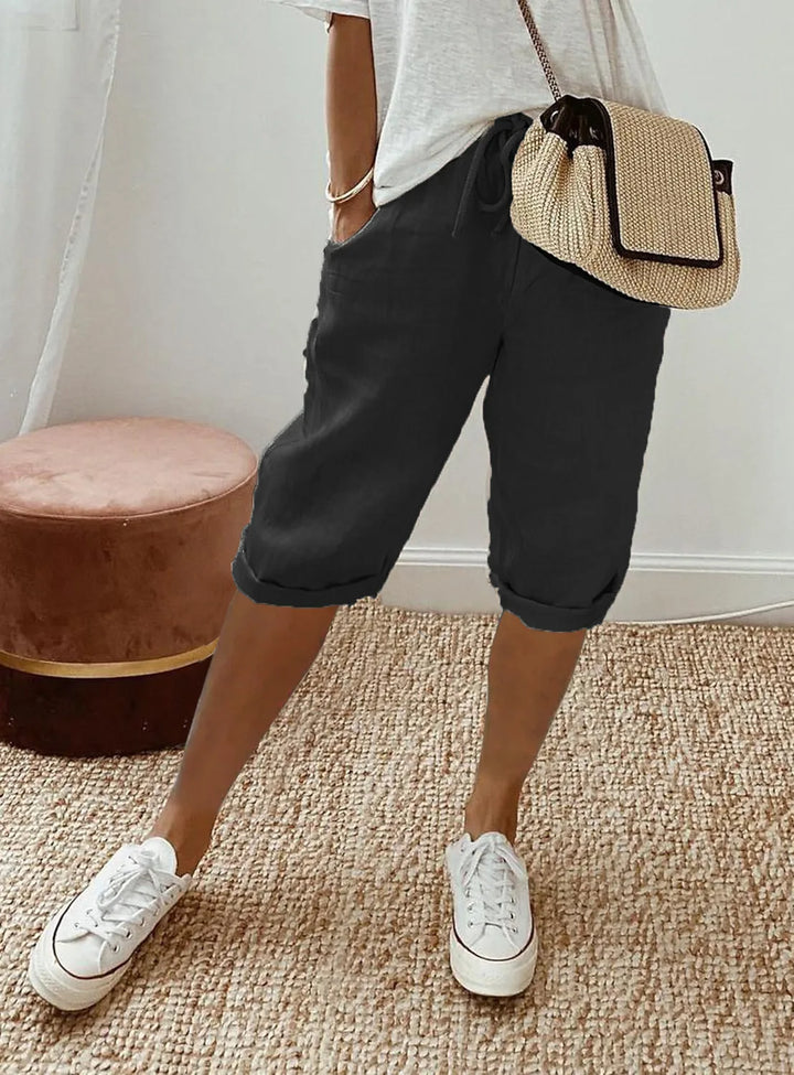 Wren | Linen Blend Sash-Tie Shorts