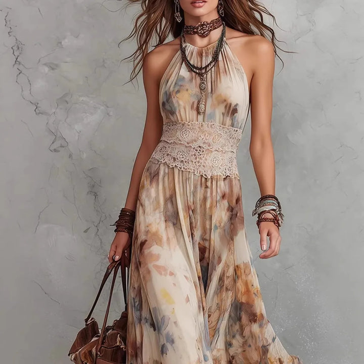 Solene | Tie-Dye Halter Maxi Dress