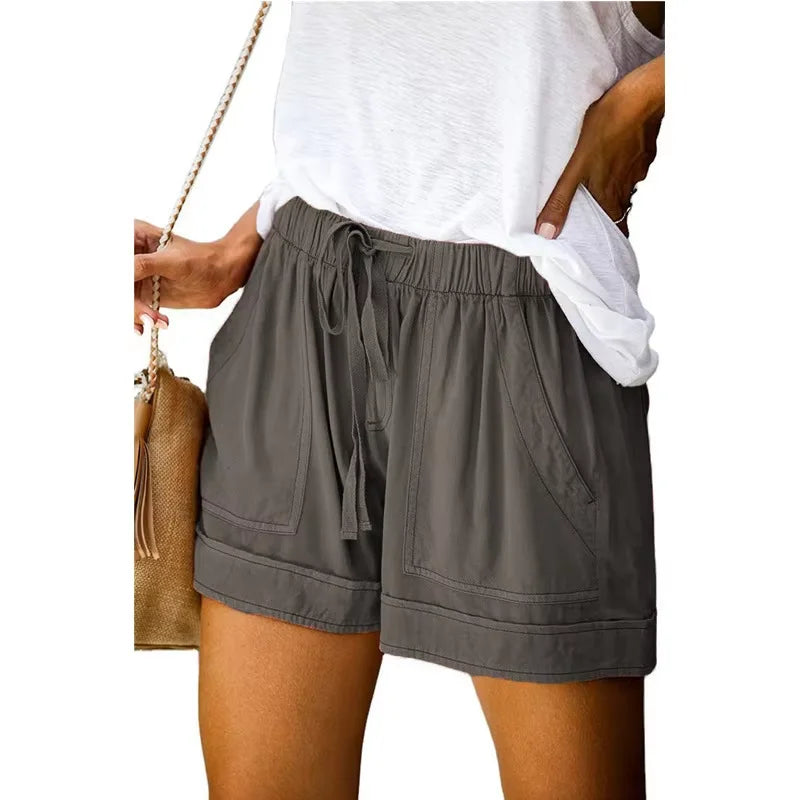Lark | Lace-Up Wide-Leg Twill Shorts
